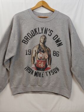 Roots Of Fight Bloodlines Iron Mike Tyson Sweatshirt Men's Sz Large Gray Boxing
